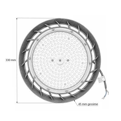 Lampa industriala LED UFO High-Bay 150W, 100-265V, 6500K, 24000lm pentru hale, depozite 330x45mm IP65 Breckner Germany - imagine 6