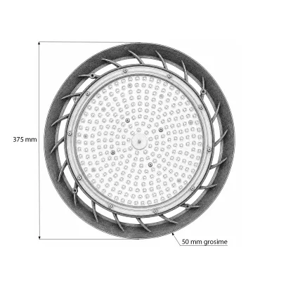 Lampa industriala LED UFO High-Bay 200W, 100-265V, 6500K, 40000lm pentru hale, depozite 375x50mm IP65 Breckner Germany - imagine 6