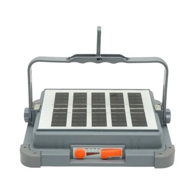 Proiector LED portabil 100W cu panou solar 3W, baterie 3600mAh, 6 moduri de iluminare, magnet, carlig, USB Power Bank 210x170x55mm Breckner Germany - imagine 5