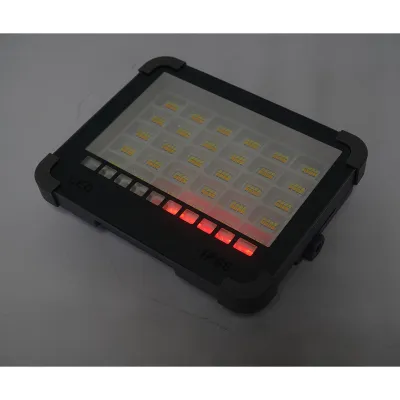 Proiector LED portabil 100W cu panou solar 3W, baterie 3600mAh, 6 moduri de iluminare, magnet, carlig, USB Power Bank 210x170x55mm Breckner Germany - imagine 14