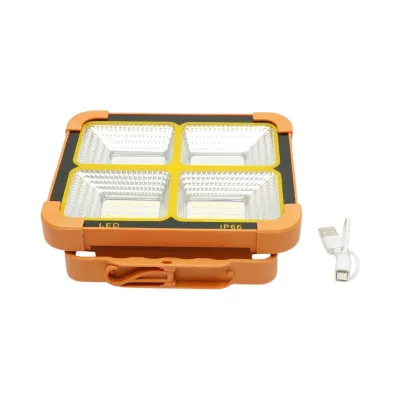 Proiector LED portabil 100W cu panou solar 1.5W, baterie 3600mAh, 6 moduri de iluminare, magnet, carlig, USB Power Bank 210x170x55mm Breckner Germany - imagine 6