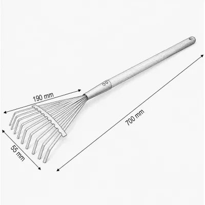 Grebla frunze metalica cu 9 dinti, coada din lemn 510mm, lungime 700mm Breckner Germany - imagine 4