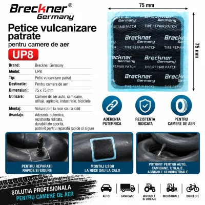 Petice vulcanizare patrate 75x75mm UP8 pentru camere de aer Breckner Germany - imagine 6