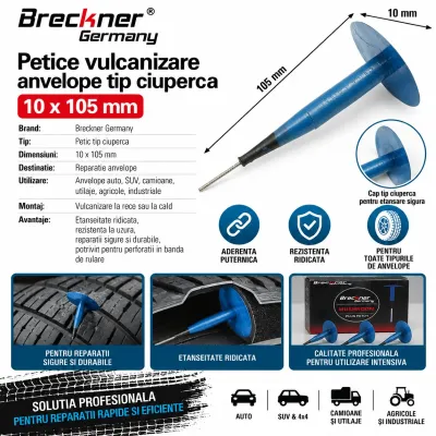 Petice vulcanizare anvelope tip ciuperca 10x105mm Breckner Germany - imagine 5