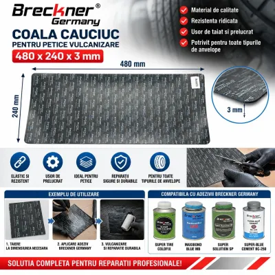 Coala cauciuc pentru petice vulcanizare 480x240x3mm Breckner Germany - imagine 3
