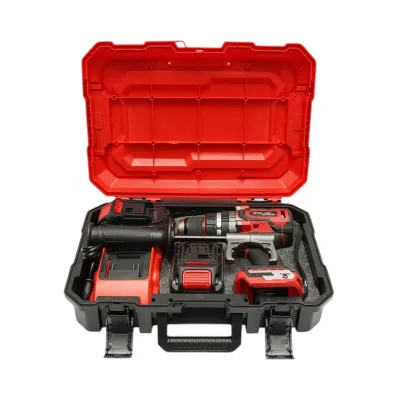 Masina de gaurit si insurubat cu percutie 1000W, 2 acumulatori 21V, 4Ah Li-ion, LED, Brushless, 180Nm, mandrina 13mm, 0-500/2000rpm, maner antivibratie Breckner Germany - imagine 2