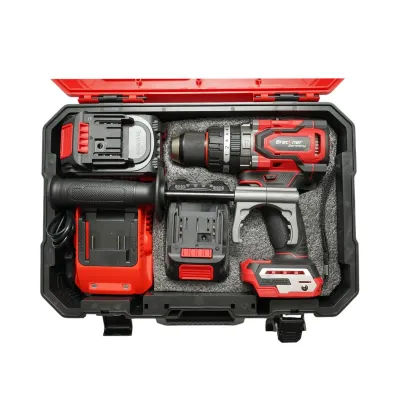 Masina de gaurit si insurubat cu percutie 1000W, 2 acumulatori 21V, 4Ah Li-ion, LED, Brushless, 180Nm, mandrina 13mm, 0-500/2000rpm, maner antivibratie Breckner Germany - imagine 3