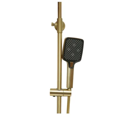 Set dus Premium multifunctional de perete din cupru, 3 functii curgere apa, dus dreptunghiular tip ploaie, para de dus, auriu mat - imagine 7