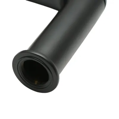 Baterie lavoar baie Premium din cupru, pipa lunga, design rotund, monocomanda, negru mat, furtunuri incluse - imagine 11