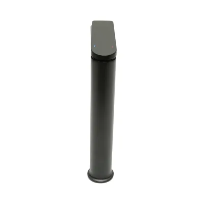 Baterie lavoar baie inalta Premium din cupru, pipa lunga, design rotund, monocomanda, negru mat, furtunuri incluse - imagine 4