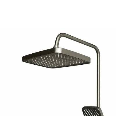 Set dus Premium multifunctional de perete din cupru, 3 functii curgere apa, dus dreptunghiular tip ploaie, para de dus, gri grafit satinat - imagine 8