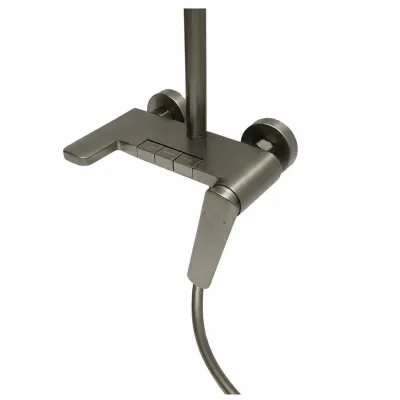 Set dus Premium multifunctional de perete din cupru, 3 functii curgere apa, dus dreptunghiular tip ploaie, para de dus, gri grafit satinat - imagine 5