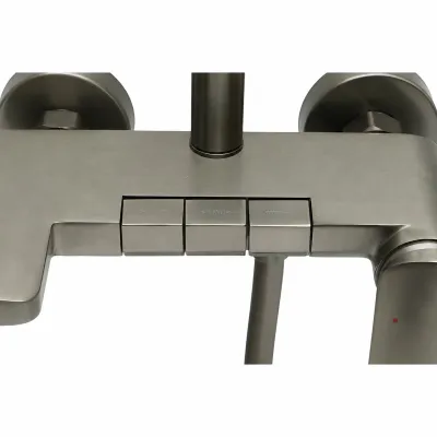 Set dus Premium multifunctional de perete din cupru, 3 functii curgere apa, dus dreptunghiular tip ploaie, para de dus, gri grafit satinat - imagine 6