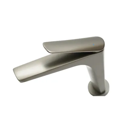 Baterie lavoar baie Premium din cupru, pipa lunga, design patrat, monocomanda, gri grafit satinat, furtunuri incluse - imagine 7