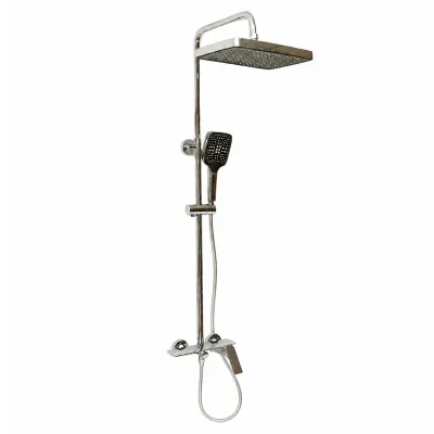 Set dus Premium multifunctional de perete din cupru, 3 functii curgere apa, dus dreptunghiular tip ploaie, para de dus, crom lucios - imagine 4