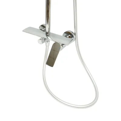 Set dus Premium multifunctional de perete din cupru, 3 functii curgere apa, dus dreptunghiular tip ploaie, para de dus, crom lucios - imagine 5