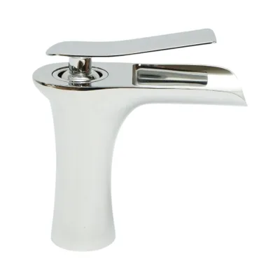 Baterie lavoar baie Premium din cupru, pipa tip cascada, design rotund, monocomanda, crom lucios, furtunuri incluse - imagine 5