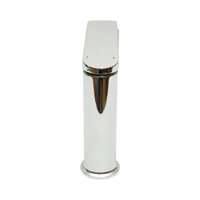 Baterie lavoar baie Premium din cupru, pipa lunga, design rotund, monocomanda, crom lucios, furtunuri incluse - imagine 4