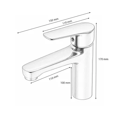 Baterie lavoar baie Premium din cupru, design rotund, monocomanda, crom lucios, furtunuri incluse - imagine 6