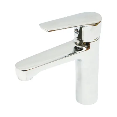 Baterie lavoar baie Premium din cupru, design rotund, monocomanda, crom lucios, furtunuri incluse
