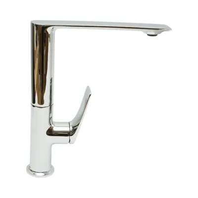 Baterie lavoar baie inalta Premium din cupru, pipa lunga rotativa, design rotund, monocomanda, crom lucios, furtunuri incluse - imagine 5