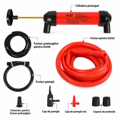 Pompa manuala multifunctionala 3 in 1 de aer si transfer lichide, ulei, combustibil cu furtunuri si accesorii - imagine 5