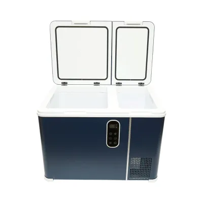 Frigider auto 45L cu compresor 12V-24V-220V, 45W, afisaj LCD, zona dubla de racire, albastru 616x386x451mm - imagine 4