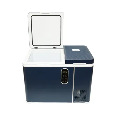 Frigider auto 45L cu compresor 12V-24V-220V, 45W, afisaj LCD, zona dubla de racire, albastru 616x386x451mm - imagine 3