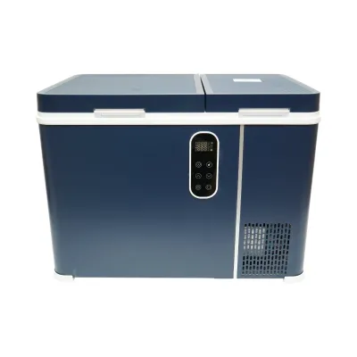 Frigider auto 45L cu compresor 12V-24V-220V, 45W, afisaj LCD, zona dubla de racire, albastru 616x386x451mm - imagine 2