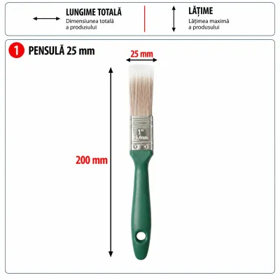 Pensula vopsit plata 25mm, fir PET, maner PP Breckner Germany - imagine 6