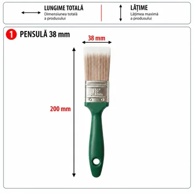 Pensula vopsit plata 38mm, fir PET, maner PP Breckner Germany - imagine 6