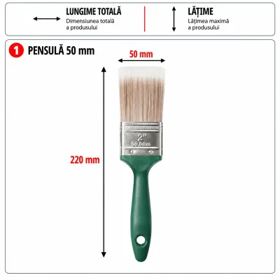 Pensula vopsit plata 50mm, fir PET, maner PP Breckner Germany - imagine 6