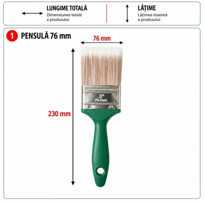 Pensula vopsit plata 76mm, fir PET, maner PP Breckner Germany - imagine 6