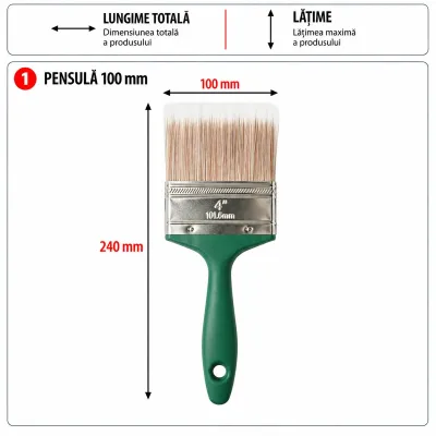 Pensula vopsit plata 100mm, fir PET, maner PP Breckner Germany - imagine 6