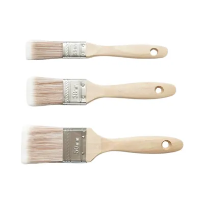 Set 3 pensule vopsit plate 25mm, 38mm, 50mm, fir PET, maner lemn Breckner Germany - imagine 2
