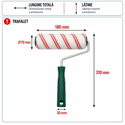 Trafalet poliester 18cm, diametru rola 70mm, fir 18mm, maner PP Breckner Germany - imagine 5