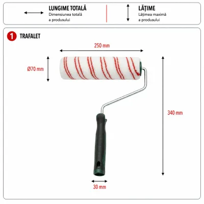 Trafalet poliester 25cm, diametru rola 70mm, fir 18mm, maner ergonomic soft-grip 2k Breckner Germany - imagine 5