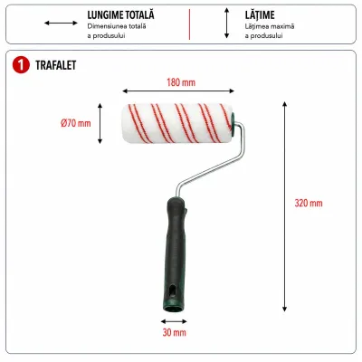 Trafalet poliester 18cm, diametru rola 70mm, fir 18mm, maner ergonomic soft-grip 2k Breckner Germany - imagine 5