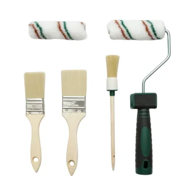 Set vopsit si zugravit cu trafalet 10cm, 2 role, 3 pensule, gratar, banda mascare, folie protectie 9 piese Breckner Germany - imagine 2