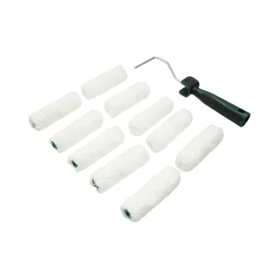 Set mini trafalet cu 10 role microfibra 10cm, maner 2K, tavita vopsea, rezerva tavita 13 piese Breckner Germany - imagine 5