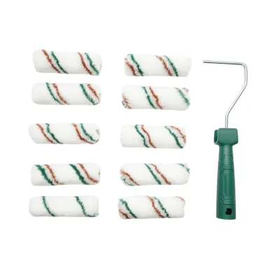 Set mini trafalet cu 10 role poliester 10cm, maner PP, tavita vopsea, rezerva tavita 13 piese Breckner Germany - imagine 2