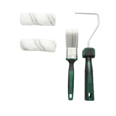 Set mini trafalet cu 2 role acrilice 10cm, pensula plata 38mm, maner 2K, tavita vopsea, rezerva tavita 6 piese Breckner Germany - imagine 2