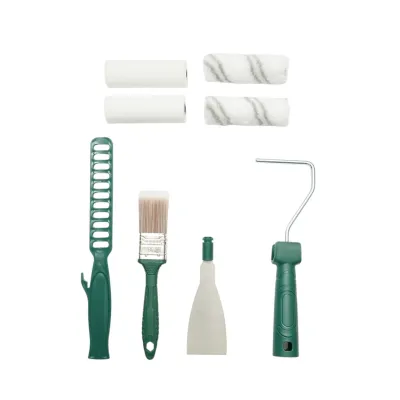 Set vopsit si zugravit cu trafalet 10cm, 2 role lana, 2 role burete, pensula 38mm, spaclu, mixer manual, tavita vopsea, rezerva tavita 10 piese Breckner Germany - imagine 2