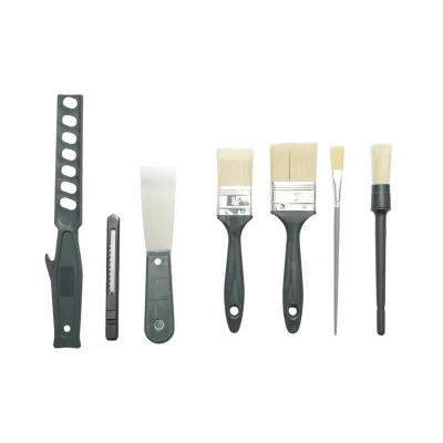 Set vopsit si zugravit cu trafaleti poliester 10cm, 25cm, 4 pensule, spaclu, mixer, tavita vopsea, gratar, folie protectie, cutter 15 piese Breckner Germany - imagine 3