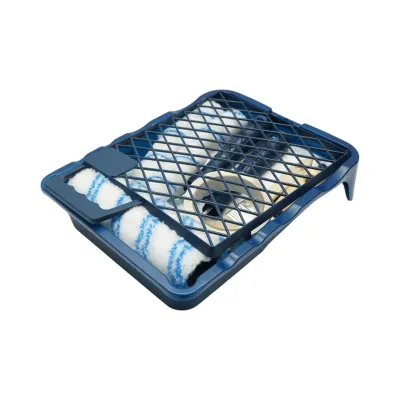 Set vopsit si zugravit cu trafaleti poliester 10cm, 18cm, 2 pensule, spaclu, mixer, tavita vopsea, gratar, folie protectie, banda mascare 15 piese Breckner Germany - imagine 8