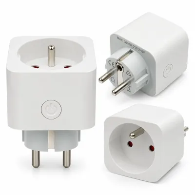 Priza inteligenta smart Wi-Fi alba Tip E 220V, 50/60Hz, 16A, 3680W, monitorizare consum, Bluetooth, aplicatie Tuya Smart Life