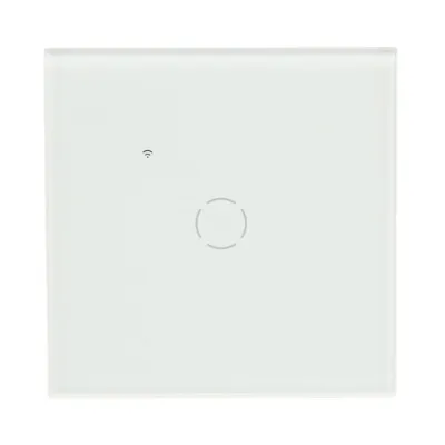Intrerupator inteligent smart Wi-Fi touch simplu alb 220V, 1000W, rama sticla 86x86x33mm, aplicatie Tuya Smart Life, compatibil Alexa si Google Home - imagine 2