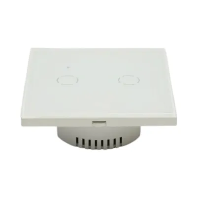 Intrerupator inteligent smart Wi-Fi touch dublu alb 220V, 2000W, rama sticla 86x86x33mm, aplicatie Tuya Smart Life, compatibil Alexa si Google Home - imagine 3
