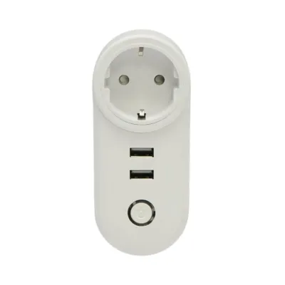 Priza inteligenta smart Wi-Fi alba 100-240V, 16A, 3680W, 2 porturi USB 5V, aplicatie Tuya Smart Life, compatibila Alexa si Google Home - imagine 2