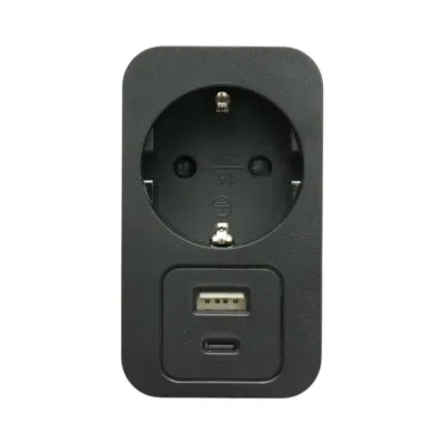 Priza inteligenta smart Wi-Fi neagra 100-240V, 16A, 3680W, 2 porturi USB A+C 5V, aplicatie Tuya Smart Life, compatibila Alexa si Google Home - imagine 2